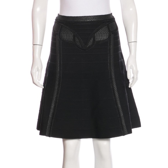Herve Leger black Sanja a-line skirt